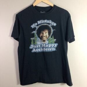 Bob Ross Painting No mistakes Happy Accidents T Shirt Large